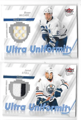 Lot 2 2007-08 Fleer Ultra Uniformity Jerseys #UJS Jarret Stoll #UMC Bryan McCabe - Image 1 of 2