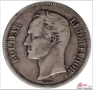Venezuela 5 Bolivares 1926 / Simon Bolivar / 24,80 gr. plata MBC / VF - Picture 1 of 2