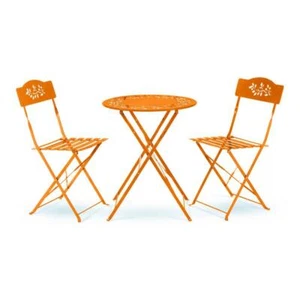 Alpine Corporation Bistro Set 3-Piece Folding Table + Chair Patio Seating Orange - Picture 1 of 9