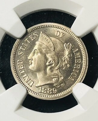1889 3CN NGC PF66 Cameo CAC Phenomenal Eye Appeal Mintg 3,436 Last Yr Series C35 - Image 1 of 4