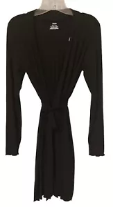 Aerie schwarzer Morgenmantel elastischer Bund seitlich innen Bindegürtel Gr. XS S Taschen Viskose - Bild 1 von 7