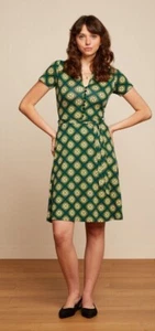 King Louie Dress Geometric Pattern Green Dots Emmy Kirby 08709 - Picture 1 of 5