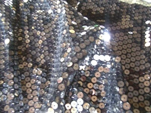 12" x 40" SILVER SEQUINS ON STRETCH JERSEY FABRIC TRIM CLOTHING CRAFTS #8 - Picture 1 of 1