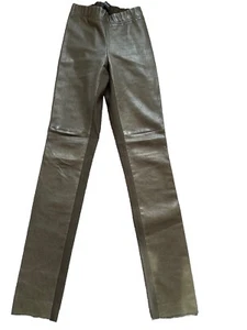 Joseph Leather Leggings Viscose Pants Trousers Olive Green 36 UK8 US4 Immaculate - Picture 1 of 4