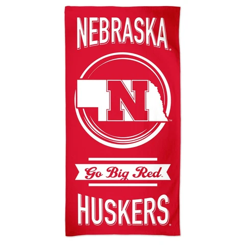 TWO (2)  NEBRASKA CORNHUSKERS 100% COTTON 30" X 60" BEACH TOWELS FROM WINCRAFT Cover