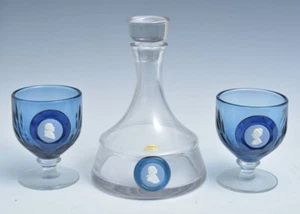 Wedgwood Crystal Medallion Decanter and Pair of Goblets - Picture 1 of 6