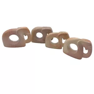 Kenyan Soapstone hand carved Elephant napkin rings set of four tableware dinnerw - Picture 1 of 14