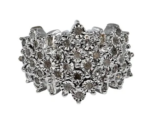 Designer Natural Diamond 1 CTW Solid 925 Sterling Silver Cluster Ring Size 7.25! - Picture 1 of 7
