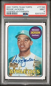 2001 Team Topps Legends Autografo Reggie Jackson Auto PSA 9 POP 2 NESSUNO SUPERIORE - Foto 1 di 2