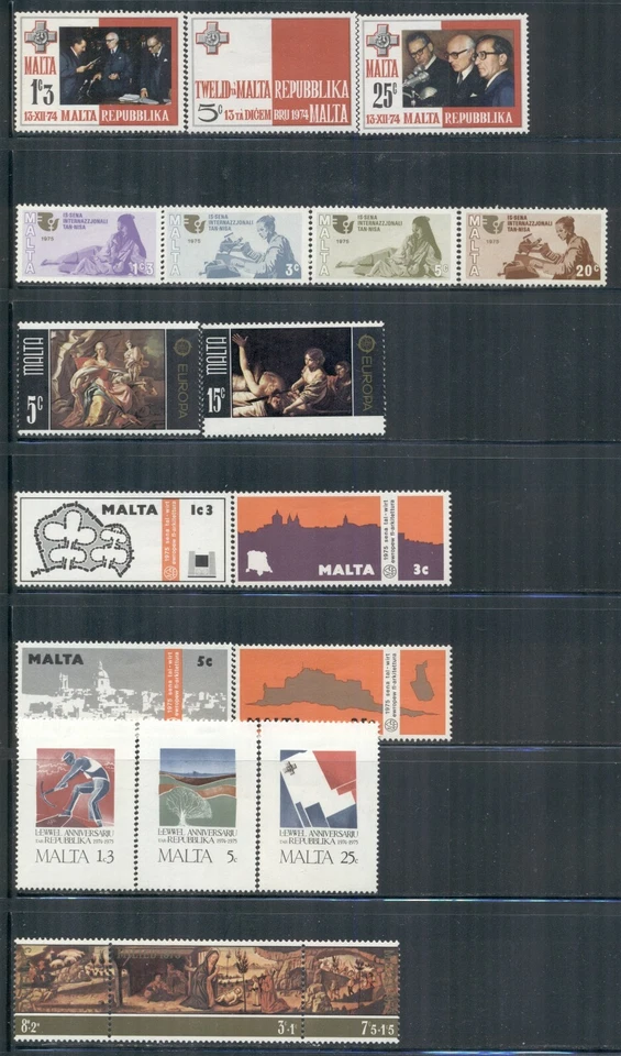 MALTA 488-503,B22a SG536-54 MH 1975 Commemoratives 6 sets CV$11 - Image 1 of 1