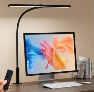 18W Stepless Dimming Desk Lamp with Clamp & Remote - Eye Caring & Adjustable NEW - Image 1 of 4