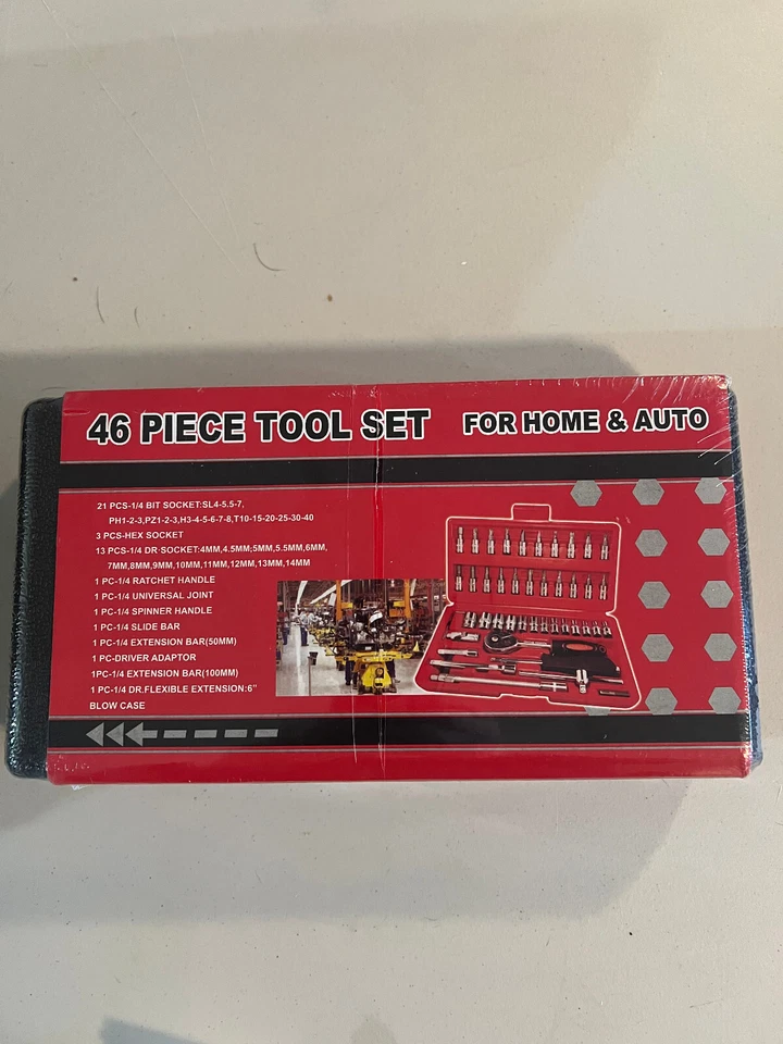 46pcs Car Repair Tool Kit Ratchet Torque Wrench, Spanner, Screwdriver, Socket - Image 1 of 1