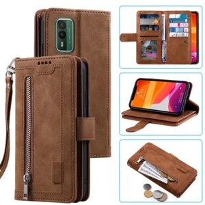 Funda billetera Nokia XR21, funda magnética con cremallera de cuero abatible para tarjeta Nokia XR21 - Imagen 1 de 26