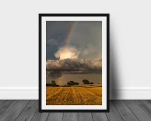 Rainbow photography print Nebraska landscape wall art picture nature photo - Picture 1 of 13
