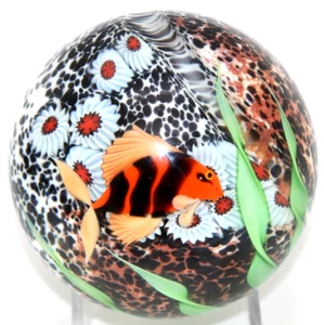 Beautiful Large ORIENT & FLUME Tropical FISH Aquarium Art Glass PAPERWEIGHT Box - Picture 1 of 11