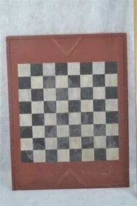 antique game board checkers chess painted 22x17 black red white hand made 1800 - Picture 1 of 8