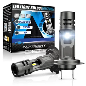 NOVSIGHT H7 LED Headlight Bulbs Kit Double Beam 60W 12000LM 6500K Bright White - Imagen 1 de 11