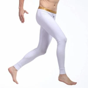 Men's Long Johns Cotton Thermal Underwear Men Rashguard Elastic Tight Legging - Picture 1 of 20