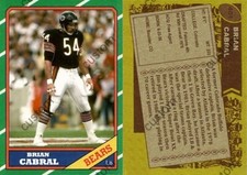 Brian Cabral 1986 Custom Card Chicago Bears
