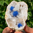 269G Rare Moroccan blue magnesite and quartz crystal coexisting specimen