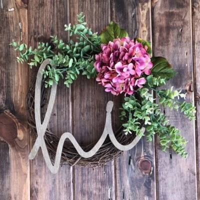 Wreath for Front Door Home Decor Farmhouse Style Summer Wreath with Rustic Sign - Image 1 of 4