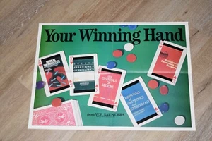 Vintage W.B. Saunders Medical Literature Poker Theme Advertising Poster 23x17 - Picture 1 of 5