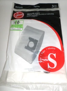 Hoover Genuine Parts Vacuum Bags Type S 4010100S Allergen Filtration 3 Pack - Picture 1 of 4