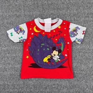 Vintage Dino Mickey T-Shirt Kids 4T Red Disney Single Stitch Cartoon 80s - Picture 1 of 5