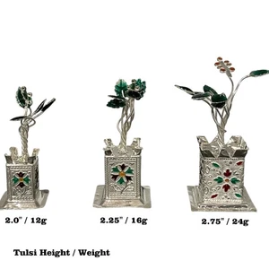 925 Sterling Silver Hallmarked Tulsi Mata / Holy Basil Plant - Picture 1 of 9