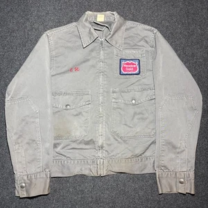 Vintage 50's Work Jacket Chainstitch Talon Patches Faded Mechanic Size 40 60's - Picture 1 of 10