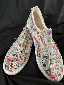 Corkys Babalu Canvas Sneaker Floral Spatter Bright Colors Size 8 EUC - Picture 1 of 5