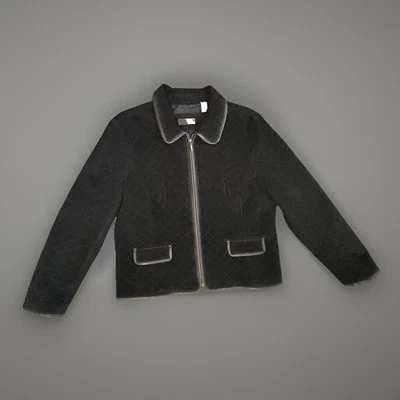 Jaqueta Kate Hill Casual Feminina Tamanho 18 Acolchoada Preta Couro Genuíno Zíper Completo - Imagem 1 de 4