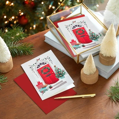 Hallmark Boxed Christmas Cards, Delivering Joy 40 Cards and 40 Envelopes Red ...
