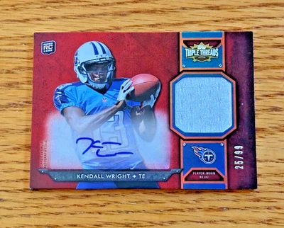 KENDALL WRIGHT 2012 Triple Threads #TTRAR-53 RPA Rookie Autograph Relic Red /99 - Image 1 of 2