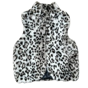 Cherokee Faux Fur Vest Cheetah Animal Print Gray Black Size Medium 5/6 - Picture 1 of 6
