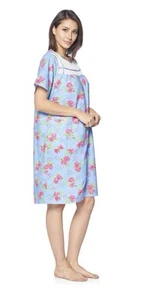 Casual Nights Women Zip Up Short Sleeve Dress Housecoat Duster Lounger 2XL NIP - Picture 1 of 7