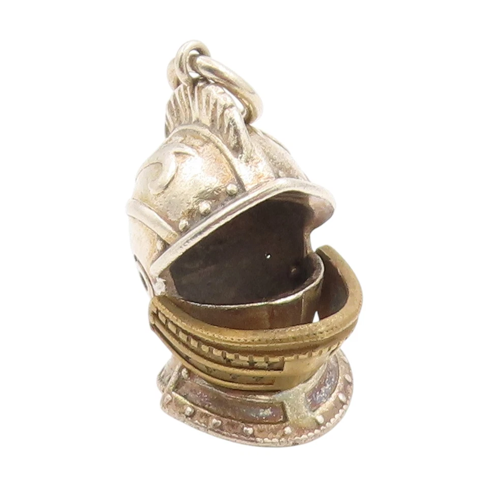 925 Sterling Silver Vintage Pendant Ancient Roman Gladiator Helmet Charm PT25276 - Image 1 of 4