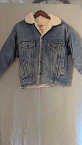 RARE Vintage 80’s Levi’s Sherpa Denim Jean Jacket Blue Size S - Picture 1 of 7