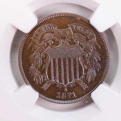 1871 Two Cent Piece., "PROOF STRIKE"., NGC PF-66 Brown., Store #G2C001 - Image 1 of 3