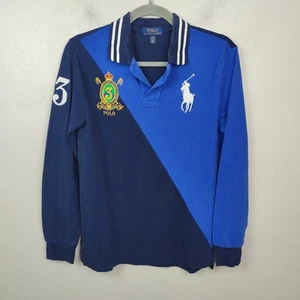 Polo Ralph Lauren Shirt Boys Large 14-16 Navy Blue Big Pony Crest Embroidered - Picture 1 of 8