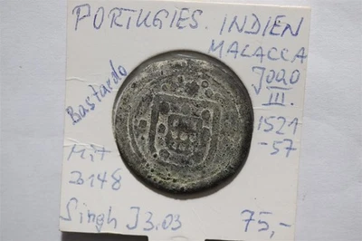 🧭 🇮🇳 INDE PORTUGAIS JOHN III 1550-1557 BASTARDO MALACCA 11.22Gr B88... - Photo 1/4