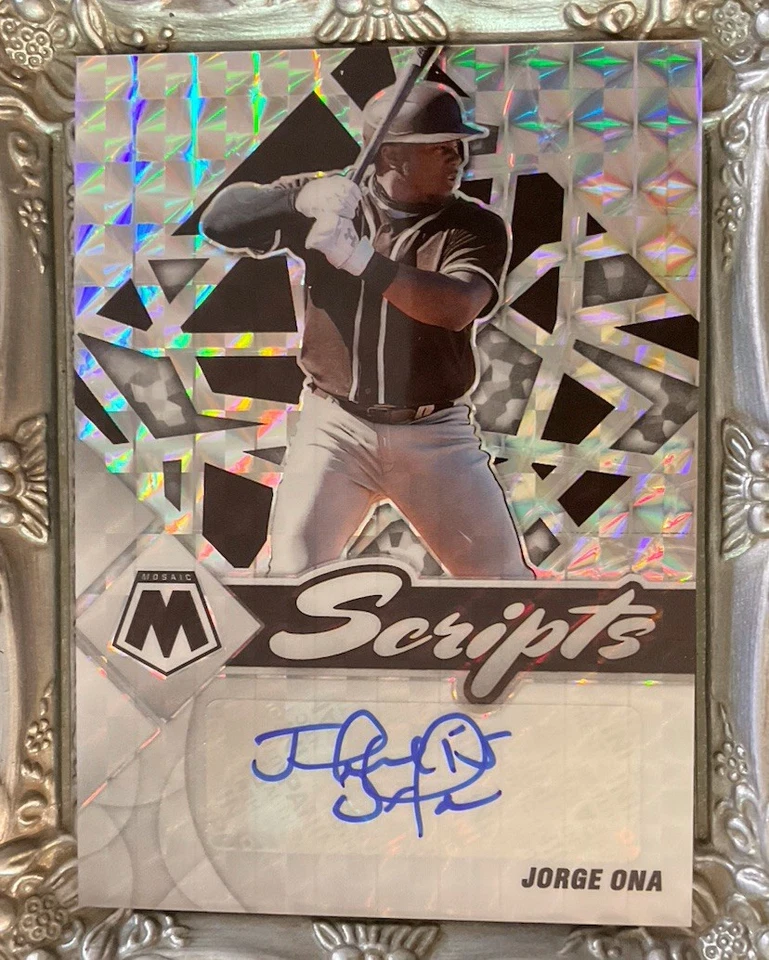 2022 Panini Mosaic Scripts Jorge Ona Auto Silver Prizm San Diego Padres # SC-JO - Image 1 of 2