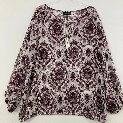 Blusa de Oficina Lane Bryant Talla 18/20 Floral Abstracta Corbata Frontal Preppy Elegante Foto 1 de 4