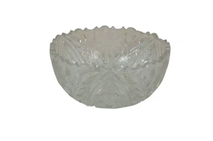 Antique American Brilliant Cut Glass Crystal Floral Etched Bowl Compote 8" - Picture 1 of 14