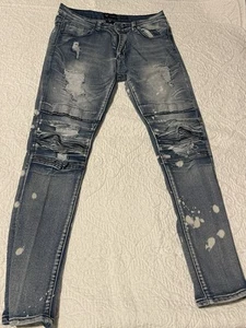 Waimea Jeans Size 32 X 28 Men's Blue Skinny Fit Straight Leg Stone Wash Zip - Picture 1 of 7
