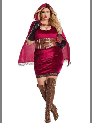 Sexy Scarlet Red Riding Hood Plus Size holiday dress Naughty Cosplay Costume 1X - Image 1 of 4