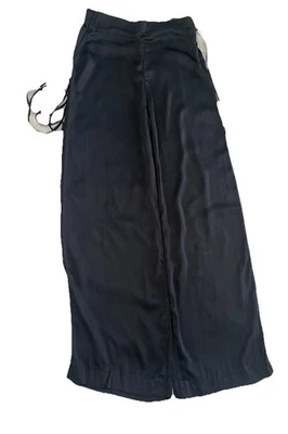 Pantalones de mujer Zara negros satinados de pierna ancha talla S (0585) Foto 1 de 4