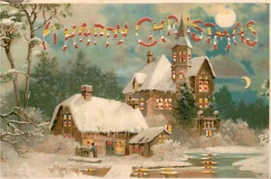 HTL HOLD TO LIGHT - HAPPY CHRISTMAS - POSTCARD - Picture 1 of 2