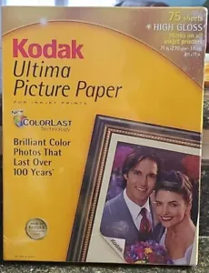 Kodak 8.5 x 11 .. 75 Sheets Ultima High Gloss Picture Paper for Inkjet Printers - Picture 1 of 3