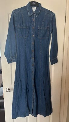 Vestido Camisa Denim Vintage Laura Ashley Azul Sin Mangas Talla 12 UK Para Mujer’s Foto 1 de 4